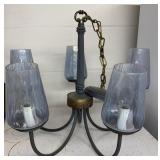 Smoky glass shade chandelier