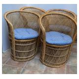 Barrel Back Wicker Occasional Chairs