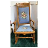 Antique Rocking Chair with Cross Stitch Padding
