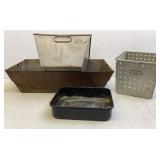 Galvanized Planter, Locker Baskets & Enamel