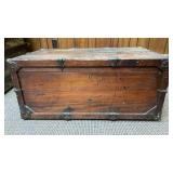 Antique Solid Wood Travel Trunk