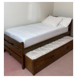 Twin Trundle Bed with Memory Foam Mattress