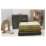 Metal Medicine Cabinet, File Box & Photo Slide