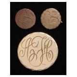 Sterling monogrammed pin and earrings