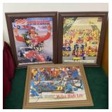 Vtg Framed Miller High Life Racing Posters