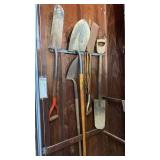 Antique Wooden Handle Spade & Other Shovels