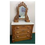 Antique Eastlake Style Marble Top Dresser