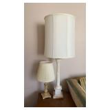 Marble Base Table & Resin Nightstand Lamps