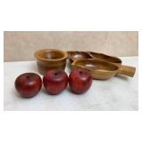 Wooden Apples, Cherry Bowl & Wood Relish tray