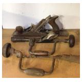 Antique Brace & Bit and Hand Plane