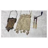 Vtg Silver Plate & Doilie Purses