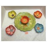 Laume Gates 13" Chip & Dip Platter w/4 Bowls