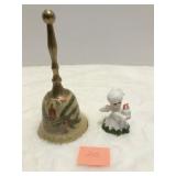 8" Enamel Christmas Bell & Napco Angel