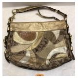 Coach gold metallic Signature Patchwork