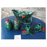 Lefton Hollyberry Sleigh S&P & Candle holders