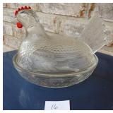 Indian Glass Hen on Nest Painted Comb