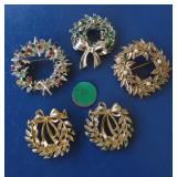Christmas Wreath Brooches Eisenberg Ice