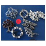 Vintage Silver tone Brooch lot Avon