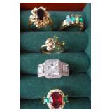 Gold tone ring lot Various Sizes
