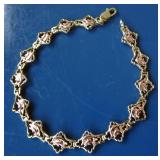 14k Rose & Yellow Gold Dolphin Bracelet 6.9g 7