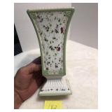 Laura Ashley Pink Green Floral Vase 9"