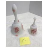 2 Fenton Bells White Satin Pink Roses