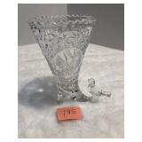 Hofbauer Crystal Etched Bird Vase 6" Germany