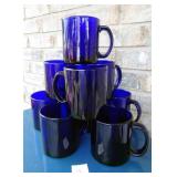 9 Libbey Cobalt Blue Mugs