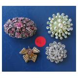 Vintage Rhinestone Brooch Lot