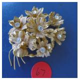 Vintage Austria Rhinestone Flower Brooch