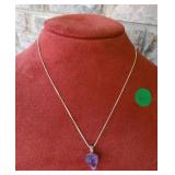 Box Chain (.925),  with Purple Stone 18" chain