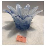 Blue & White Swirl Glass Bowl Candy Dish 4"