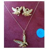 Vtg Flying Eagle W/Rhinestones Set