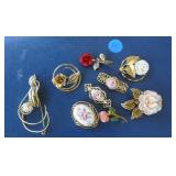 Vtg Rose Brooch Lot Gold filled