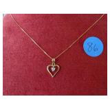 10k Blue Gemstone Heart Pendant 1.5g