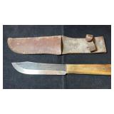 Vtg Old Hickory Butcher Knife & Leather Sheath
