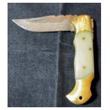 Damascus Folding Blade Knife