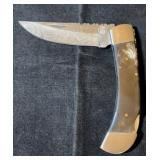 Chip Away Damascus Folding Blade Knife
