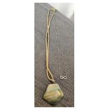 Stainless Steel Infinity & Leather Ocean Pendent