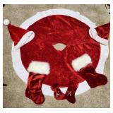 Christmas Santa Tree Skirt & Stockings, Hat