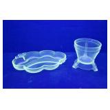 Glass Cloud Dish and Glass Vase (?)