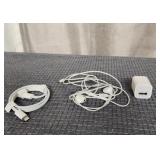 Apple Charger, Headphones and Cube