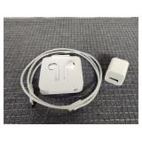 Apple Charger, Headphones and Cube