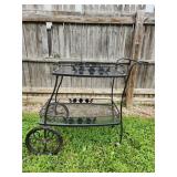 Wrought Iron Mesh Outdoor Tea Cart
