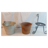Small Metal Buckets & Plant/Candle Stand