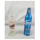 Budweiser Glass & Bud Light Super Bowl Bottle