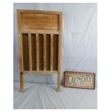 Vintage Brass Wash Board & Laundry Sign