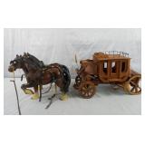 Wooden Stage Coach & Horses