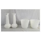 Vintage Milk Glass Bud Vases & Planters