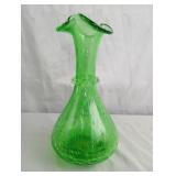Emerald Green Crackle Glass Vase